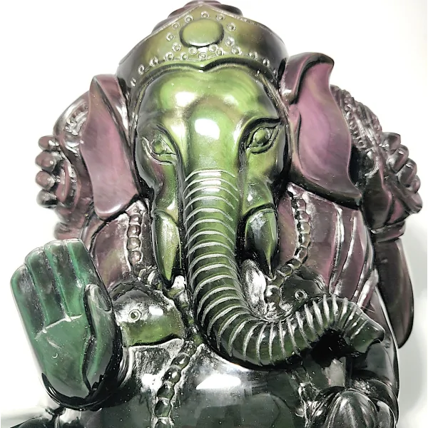 Statue Ganesh en Obsidienne Oeil Céleste 5,1kg | Sculptures, Statues, Figurines | Dans les yeux de Gaïa