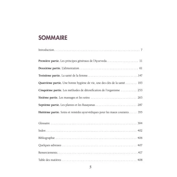 Ma Bible de l'Ayurvéda - Edition de Luxe - Sommaire | Dans les Yeux de Gaïa