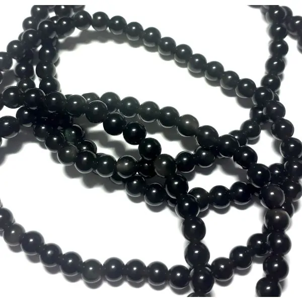 Obsidienne Oeil Céleste perles rondes 4mm l Dans les Yeux de Gaïa