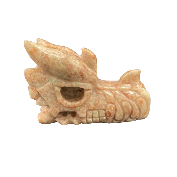 Crâne de Dragon en Pierre de Soleil naturelle profil | Dans les Yeux de Gaïa