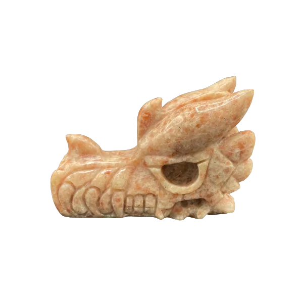 Crâne de Dragon en Pierre de Soleil naturelle profil| Dans les Yeux de Gaïa