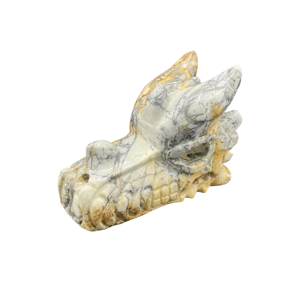 Crâne de Dragon en Agate Dentritique | Dans les Yeux de Gaïa