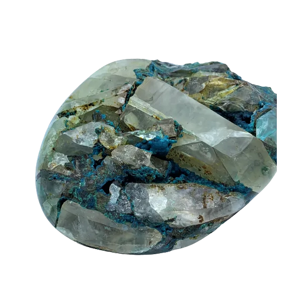 Forme libre de Chrysocole avec inclusions de Cristal de Roche | Minéraux de collection | Dans les yeux de Gaïa