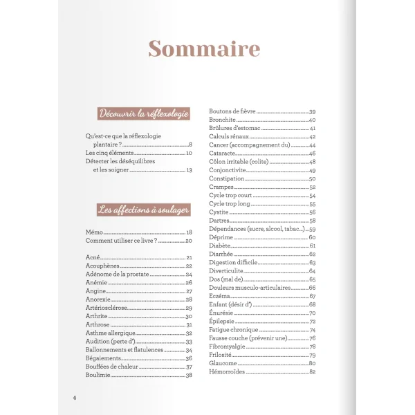 Mon manuel de réflexologie plantaire - sommaire 1 | Dans les Yeux de Gaïa