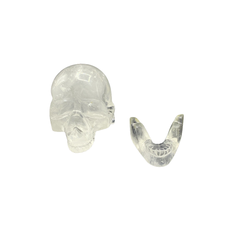 Crâne articulé en Cristal de Roche - dentier et crâne | Dans les Yeux de Gaïa