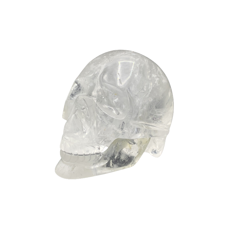 Crâne articulé en Cristal de Roche - de profil | Dans les Yeux de Gaïa