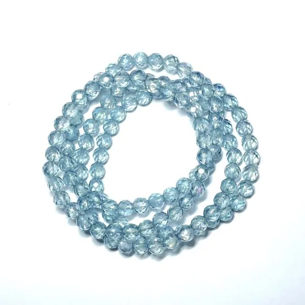 Bracelet Aqua Aura perles rondes facettées | Dans les Yeux de Gaïa