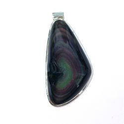 Pendentif Obsidienne Oeil Céleste serti sur Argent 925 1 - Bijoux créateurs & Lithothérapie |Dans les Yeux de Gaïa