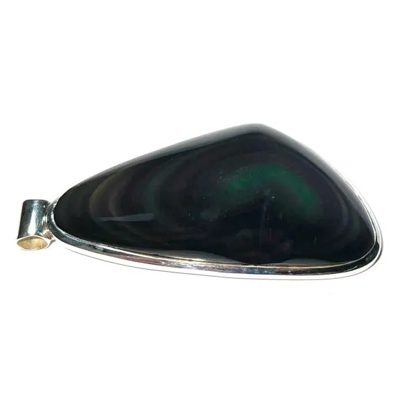 Pendentif Obsidienne Oeil Céleste serti sur Argent 925 4 - Bijoux créateurs & Lithothérapie |Dans les Yeux de Gaïa