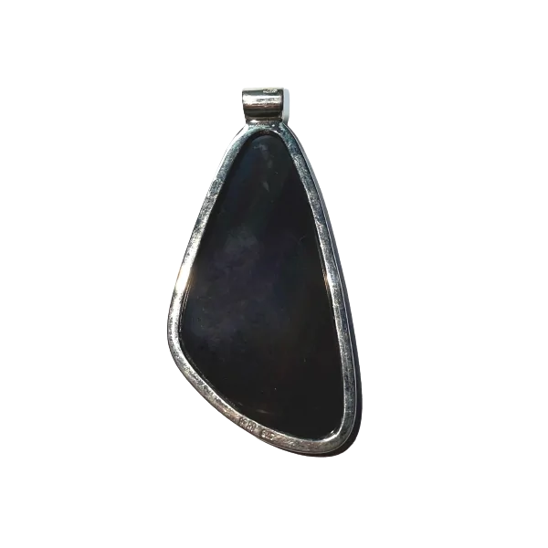Pendentif Obsidienne Oeil Céleste serti sur Argent 925 5 - Bijoux créateurs & Lithothérapie |Dans les Yeux de Gaïa