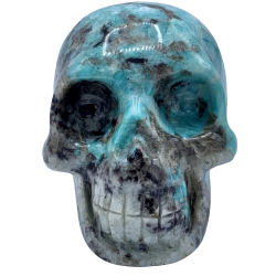 Crâne en Amazonite  - de face | Dans les Yeux de Gaïa