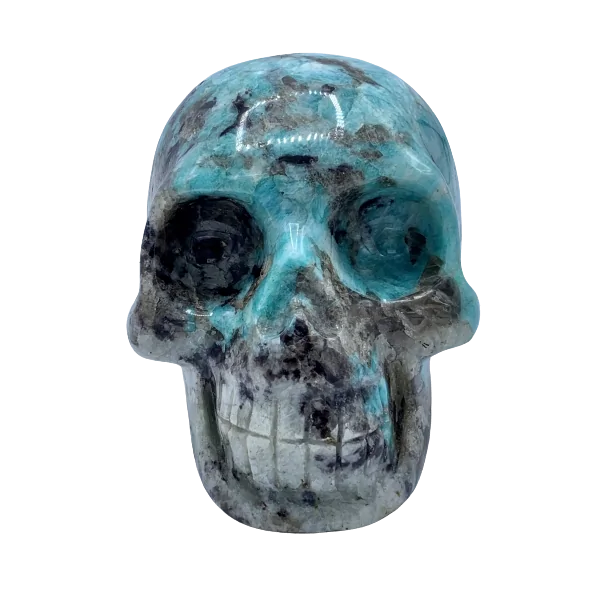 Crâne en Amazonite - de face | Dans les Yeux de Gaïa