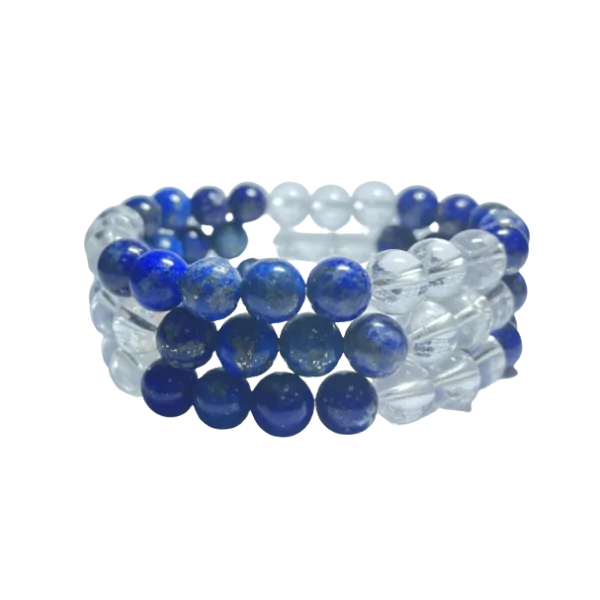 Bracelet en Lapis Lazuli et Cristal de Roche 2| Dans Les Yeux De Gaia |
