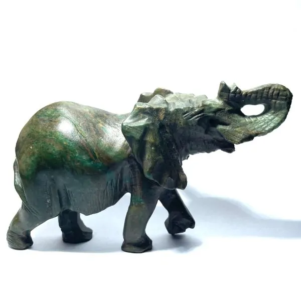 Éléphant en Serpentine du Zimbabwe -4| Sculptures, Statues, Figurines | Dans les yeux de Gaïa