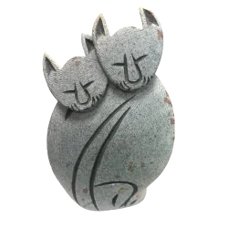 Sculpture de Chats en Stéatite - Dans les Yeux de Gaia