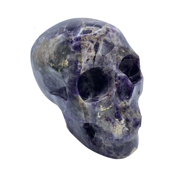 Crâne en Améthyste - de côté | Dans les Yeux de Gaïa