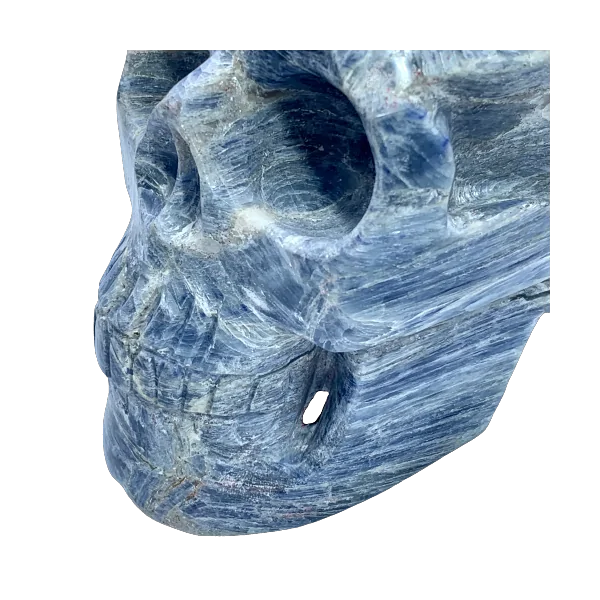 Crâne en Cyanite - de près | Dans les Yeux de Gaïa