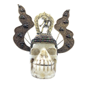 Crâne népalais en Cristal de Roche de l'Himalaya avec Dakini en bronze1 | Dans les Yeux de Gaïa