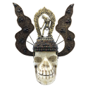 Crâne népalais en Cristal de Roche de l'Himalaya avec Dakini en bronze | Dans les Yeux de Gaïa
