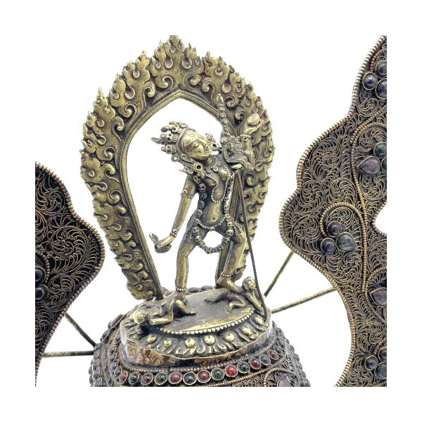 Crâne népalais en Cristal de Roche de l'Himalaya avec Dakini en bronze 6| Dans les Yeux de Gaïa