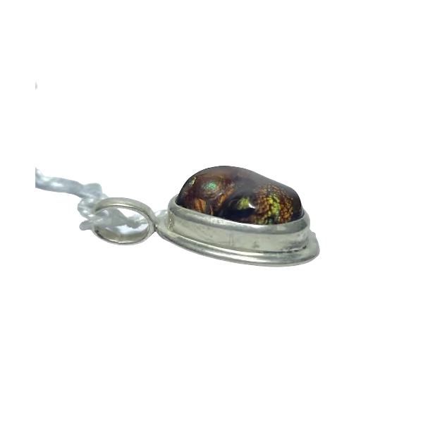 Pendentif en Opale de Feu serti en Argent 925 2 | Dans les yeux de Gaïa