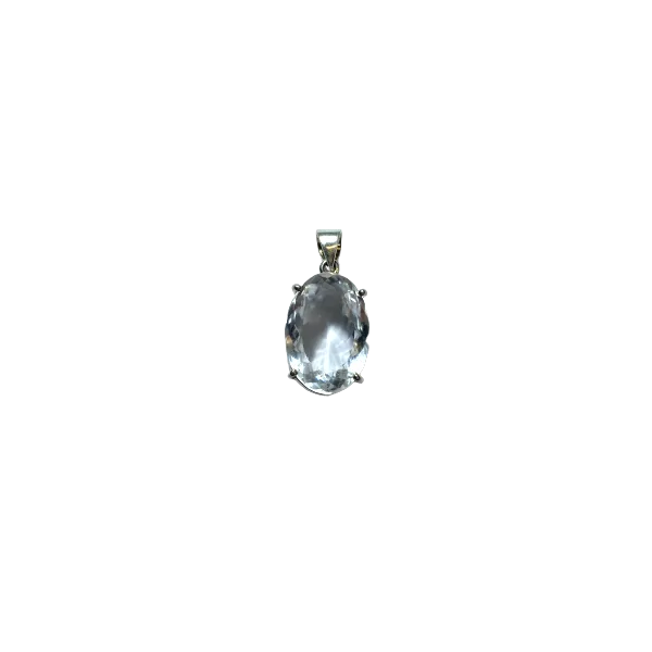Pendentif en Cristal de Roche facetté serti en Argent 925 | Dans les Yeux de Gaïa