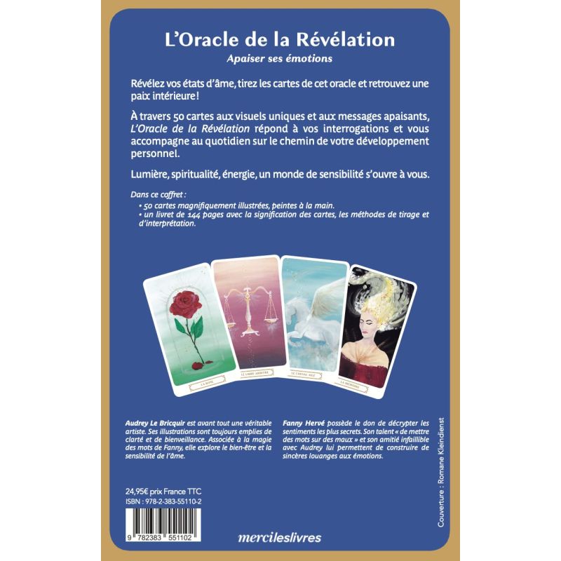 Place des enseignants : L'Oracle de la Révélation - Apaiser ses émotions  (jeu de cartes divinatoires) - Audrey Le Bricquir et Fanny Hervé -  9782383553991
