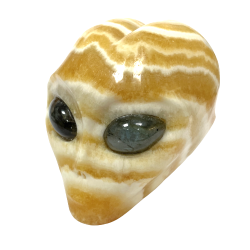 Crâne Alien en Calcite Jaune
