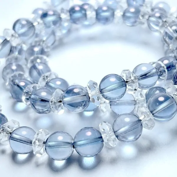 Bracelet en Aqua Cobalt et Cristal de Roche 8mm | Dans les Yeux de Gaïa 2