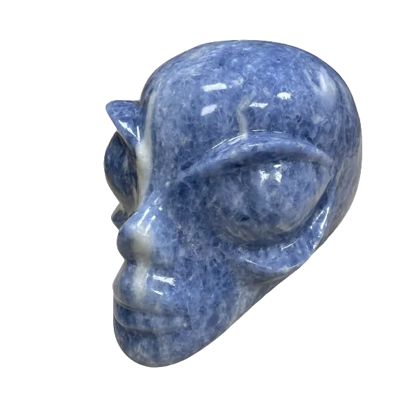 crâne alien en calcite bleue 1 | dans les yeux de Gaïa
