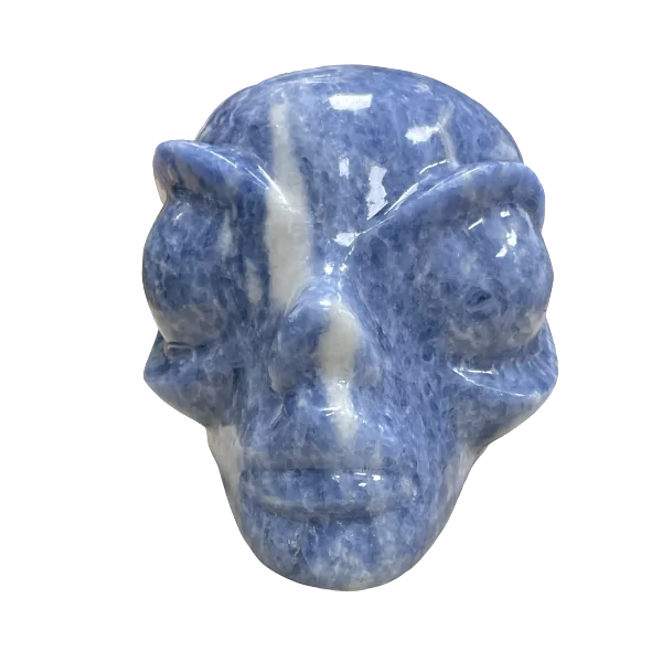 crâne alien en calcite bleue 2 | dans les yeux de Gaïa