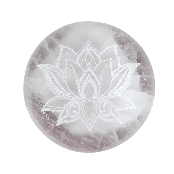 Disque Sélénite Fleur de Lotus Moyen modèle 1 | Dans les yeux de Gaïa