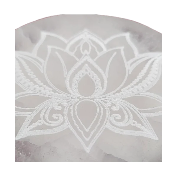 Disque Sélénite Fleur de Lotus Moyen modèle 2 | Dans les yeux de Gaïa