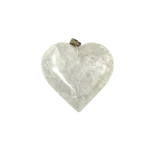 Pendentif coeur cristal de roche grand modèle 1| Dans les Yeux de Gaïa
