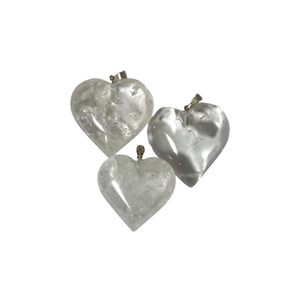 Pendentif coeur cristal de roche grand modèle 2| Dans les Yeux de Gaïa