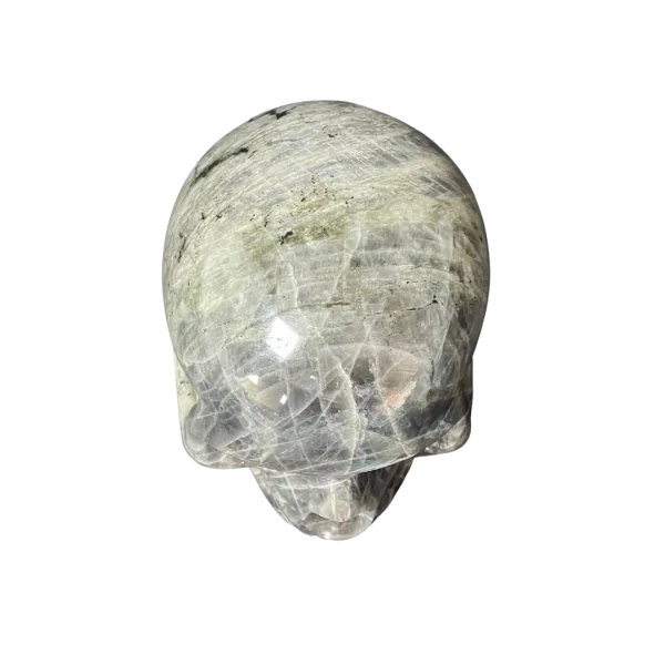 Crâne chamanique en Labradorite vue d'en haut| Dans les Yeux de Gaïa