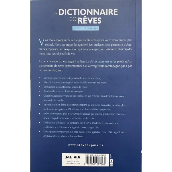 Le dictionnaire des rêves - édition augmentée - quatrième de couverture| Dans les Yeux de Gaïa