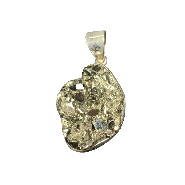 Pendentif en Pyrite sertie sur Argent 925 - Bijoux lithothérapie |Dans les Yeux de Gaïa 1