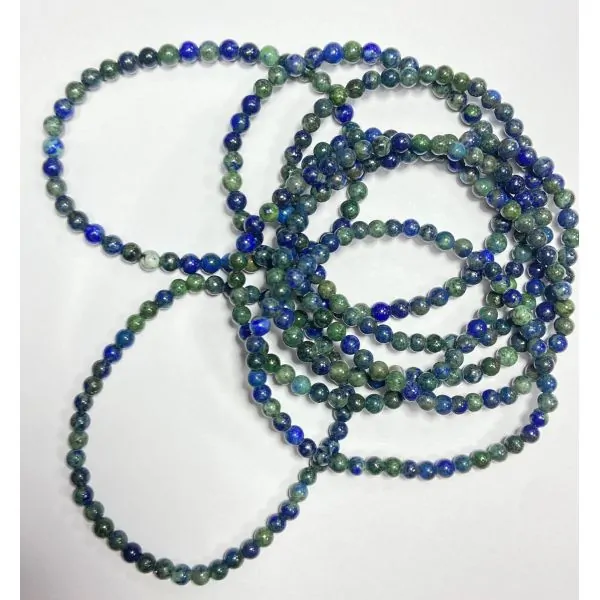 Bracelet Azurite Malachite perles rondes 4mm | Bracelets en Pierres | Dans les yeux de Gaïa