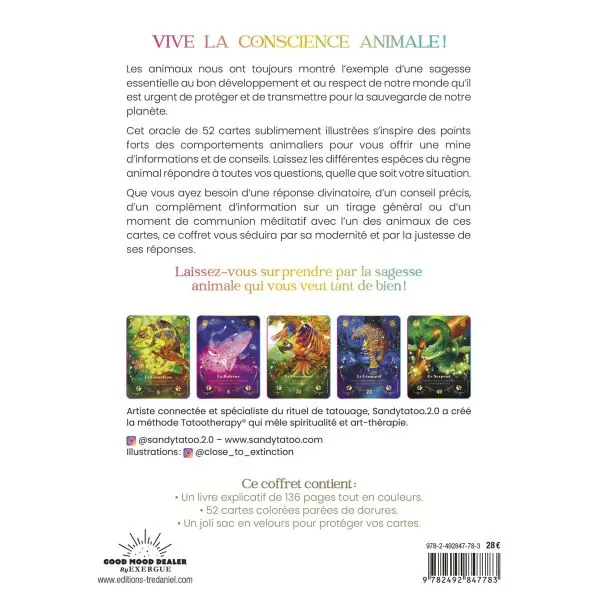 L'Oracle de la Conscience Animale - Sandytatoo.2.0 - 4ème de Couverture | Dans les Yeux de Gaïa