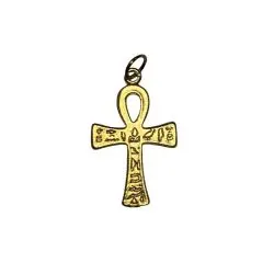 Croix Ankh dorée pendentif