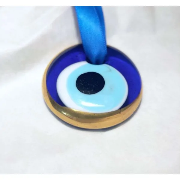 Nazar Boncuk - Oeil Bleu de Protection (Rond Doré). Face 4 | Amulettes, talismans | Dans les yeux de Gaïa