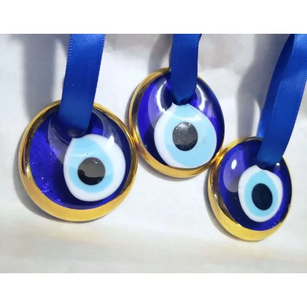 Nazar Boncuk - Oeil Bleu de Protection (Rond Doré). Face 6 | Amulettes, talismans | Dans les yeux de Gaïa