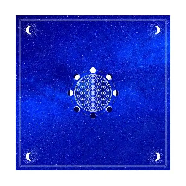 Tapis de Tarot Satiné Bleu - Fleur de Vie | Dans les Yeux de Gaïa 1