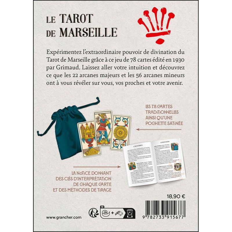Jeu tarot Marseille pour tirage cartes et divination. Tarot