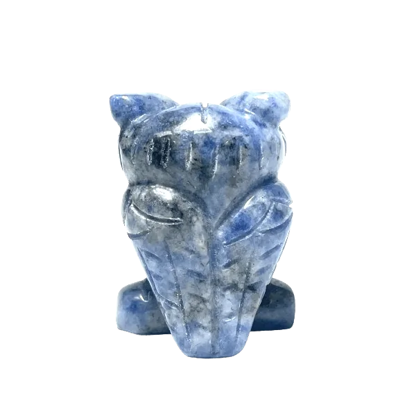 Hibou en sodalite - Face 3| Sculptures, Statues, Figurines | Dans les yeux de Gaïa