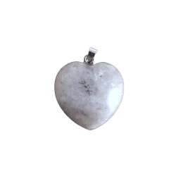 Pendentif coeur en Labradorite blanche - 1 | Pendentifs en Minéraux | Dans les yeux de Gaïa
