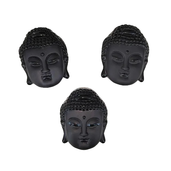 Pendentif tête de Bouddha en obsidienne noire 3 | Dans les yeux de Gaïa