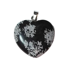 Pendentif Coeur en Obsidienne neige 1 | dans les yeux de Gaïa