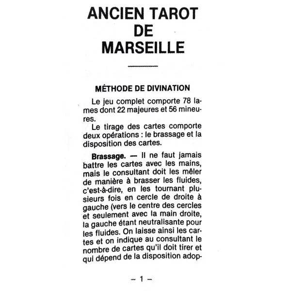 Tarot de Marseille - Édition miniature - notice en français | Dans les Yeux de Gaïa